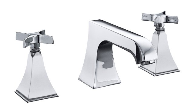 Kohler K-T469-3S Memoirs(R) deck-mount bath faucet trim with Stately design and cross handles valve not included
