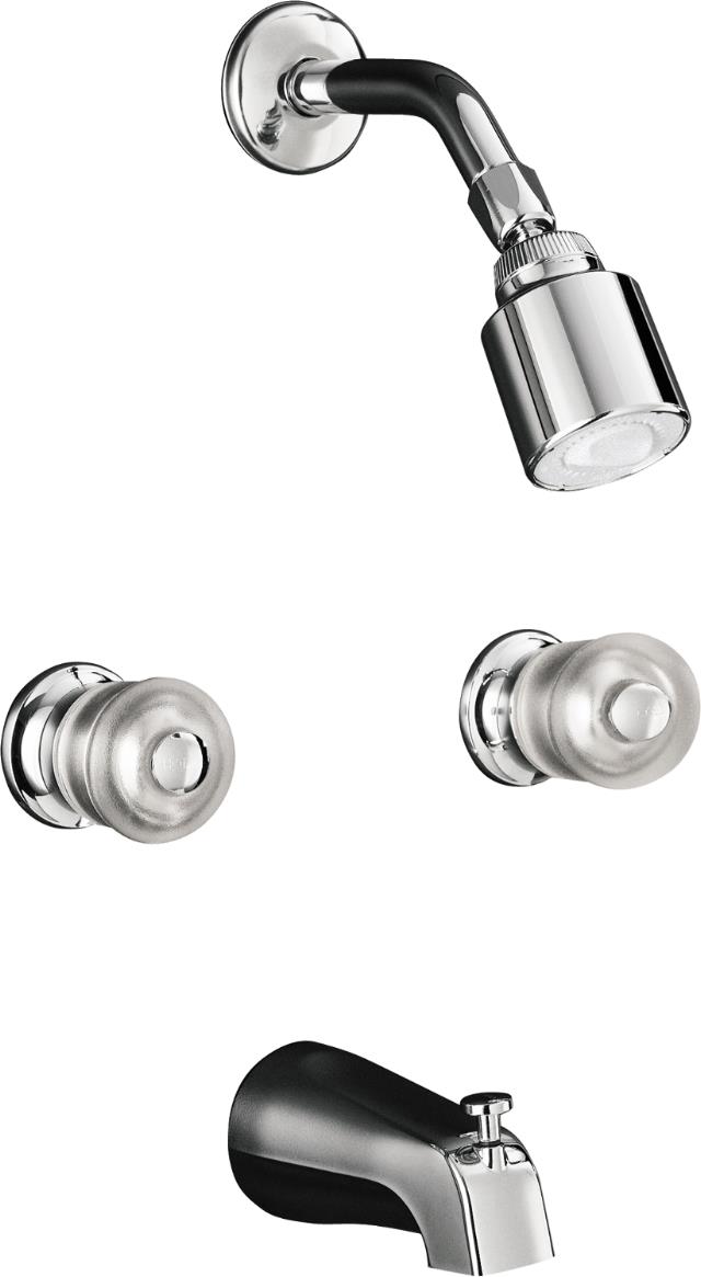Kohler K-T15201-7S Coralais(R) bath and shower faucet trim with sculptured acrylic handles and slip-fit spout valve not included