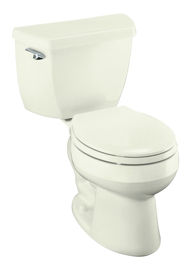 Kohler K-3423 Wellworth(R) two-piece round-front toilet with left-hand trip lever less seat
