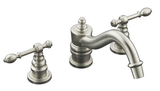Kohler K-T6906-4-BN; IV Georges Brass (R) deck-mount high-flow bath faucet trim with lever handles valve not included; in Vibrant Brushed Nickel; Discontinued Product