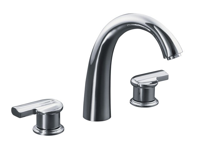 Kohler K-T8235-4A Taboret(R) deck-mount high-flow bath faucet trim with swirl lever handles and 9-1/2"" spout height valve not included