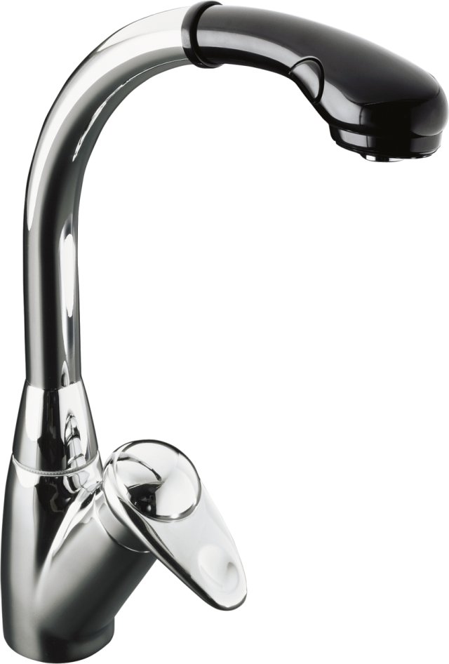 Kohler K-6340-BP ProAvatar(R) kitchen sink faucet with pullout spray and Black sprayhead