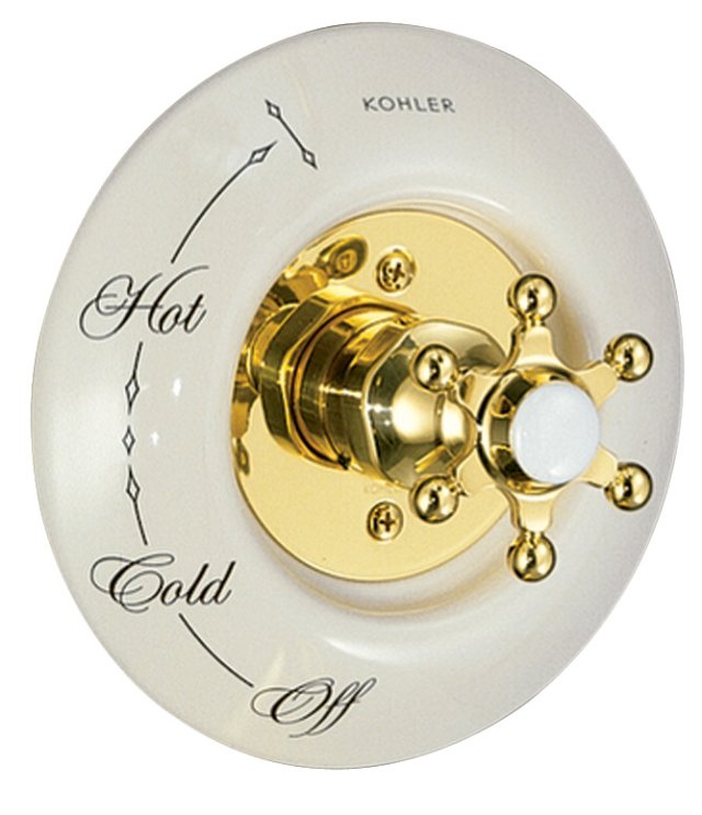 Kohler K-T134-3D Antique(TM) Rite-Temp(R) pressure-balancing valve trim with six-prong handle requires ceramic dial plate valve not included