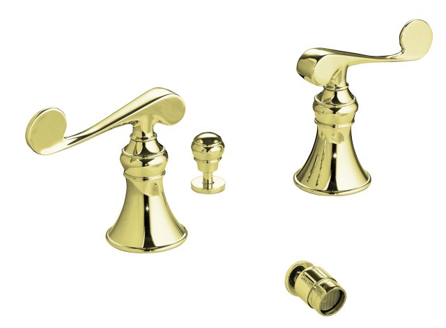 Kohler K-16137-4-AF Revival(R) bidet faucet with below-the-rim swivel spray and scroll lever handles; Discontinued Product