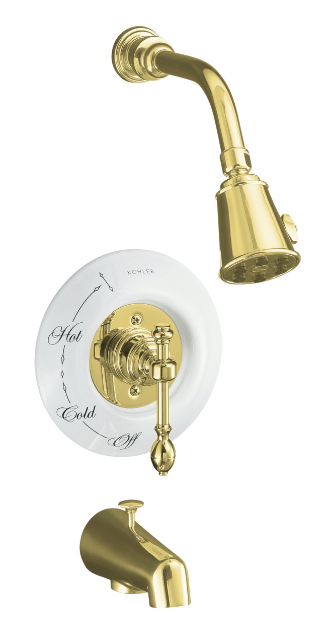 Kohler K-T6808-4D IV Georges Brass(R) bath and shower faucet trim with lever handle valve not included