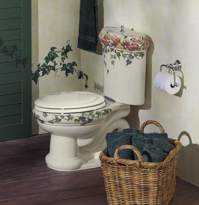 Kohler K-14239-PS Peonies & Ivy(TM) design on Revival(R) toilet includes seat