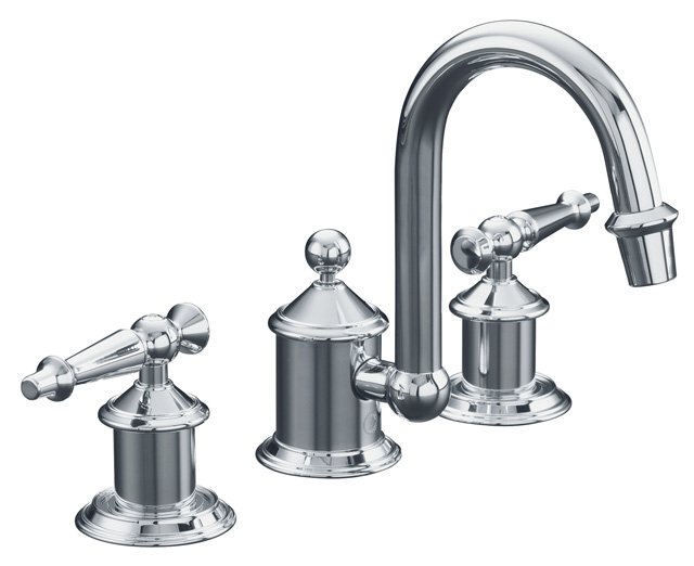 Kohler K-325-4D Antique(TM) widespread lavatory faucet with lever handles requires trim rings