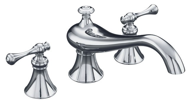 Kohler K-T16122-4A-CP; Revival (R) bath-mount high-flow bath faucet trim with traditional handles valve not included; in Polished Chrome; Discontinued Product