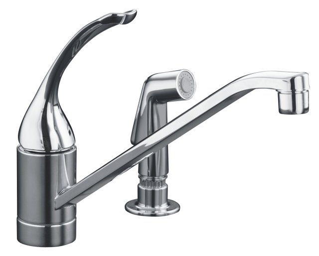 Kohler K-15176-FL Coralais(R) single-control kitchen sink faucet with 10"" spout color-matched sprayhead and loop handle less escutcheon