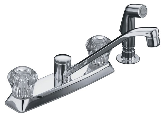 Kohler K-15253 Coralais(R) kitchen sink faucet with color-matched sidespray and sculptured acrylic handles