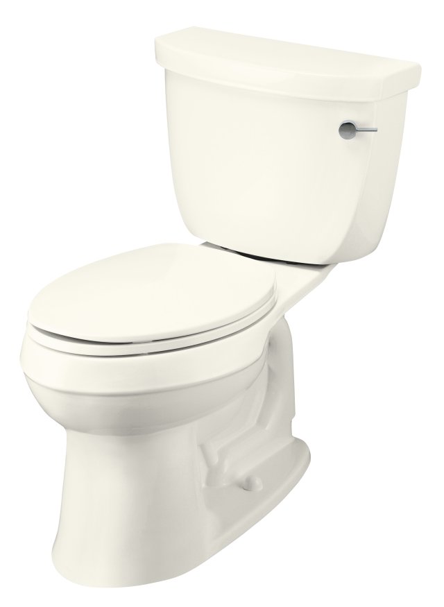Kohler K-3496-TR Cimarron(TM) Comfort Height(TM) two-piece elongated toilet with tank cover locks and right-hand trip lever less seat