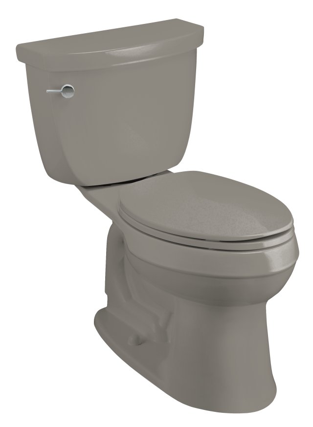 Kohler K-3496-T Cimarron(TM) Comfort Height(TM) two-piece elongated toilet with tank cover locks and left-hand trip lever less seat