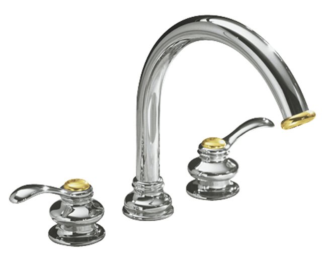 Kohler K-RT12885-4 Fairfax(R) deck-mount bath faucet trim with lever handles and traditional non-diverter slip-fit spout