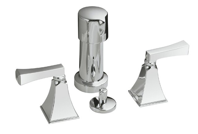 Kohler K-470-4V-RN; Memoirs (R) bidet faucet with Stately design and deco lever handles; in Vibrant Hammered Nickel; Discontinued Prdouct