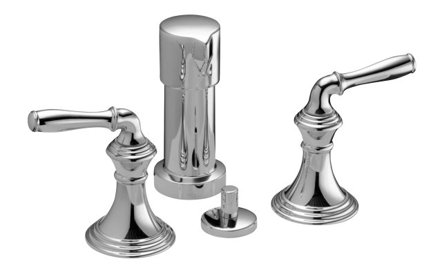 Kohler K-412-4-CP; Devonshire (R) vertical spray bidet faucet with lever handles; in Polished Chrome