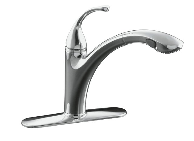Kohler K-R10433 Forte(R) single-control pullout kitchen sink faucet with matching color sprayhead and lever handle