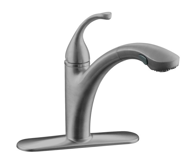 Kohler K-10433 Forte(R) single-control pullout kitchen sink faucet with color-matched sprayhead and lever handle