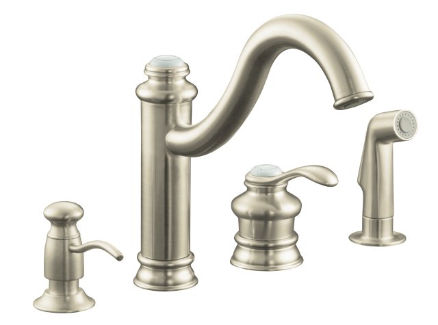 Kohler K-R12185 Fairfax(R) single-control remote valve kitchen sink faucet with sidespray soap/lotion dispenser and lever handle