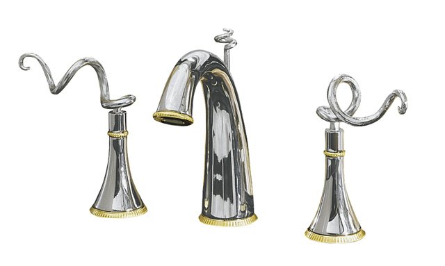 Kohler K-610-4T Finial(R) Art widespread lavatory faucet with kudu handles