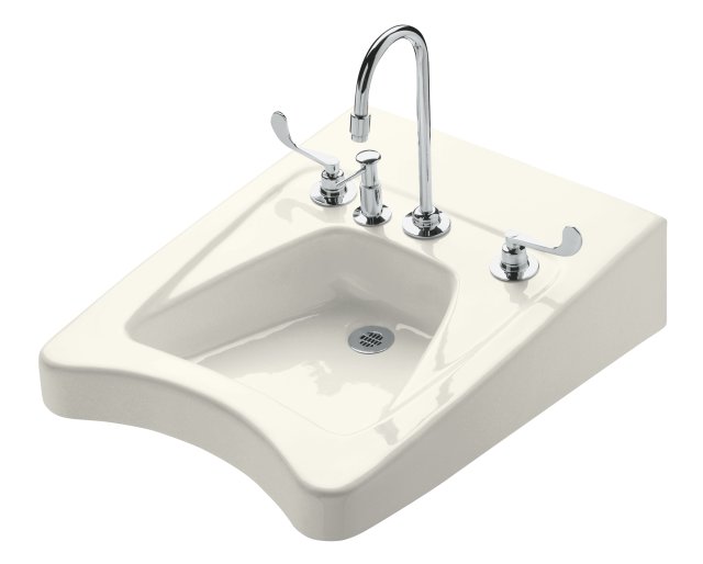 Kohler K-12634-L Morningside(TM) wheelchair lavatory with 11-1/2"" centers and soap dispenser drilling on left