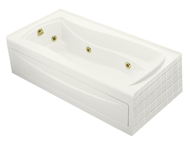Kohler K-1257-LA-0; Mariposa (R) 6' whirlpool with integral apron flange and left-hand drain; in White