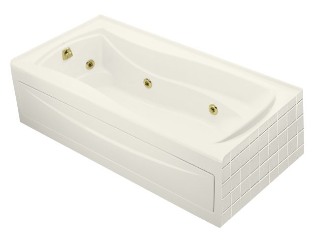 Kohler K-1257-LA-96; Mariposa (R) 6' whirlpool with integral apron flange and left-hand drain; in Biscuit