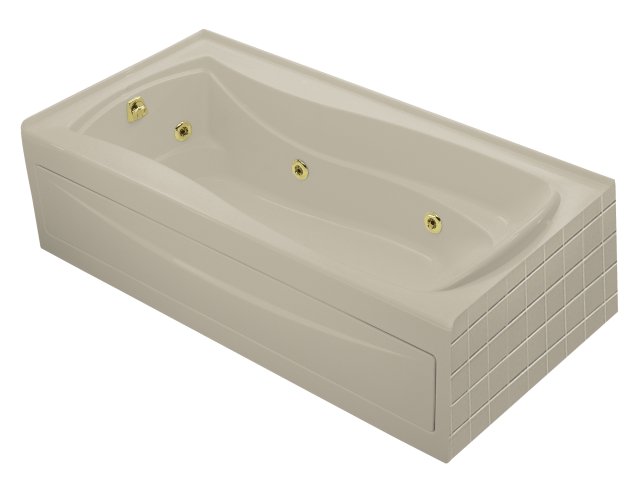 Kohler K-1257-LA-G9; Mariposa (R) 6' whirlpool with integral apron flange and left-hand drain; in Sandbar; Discontinued Product