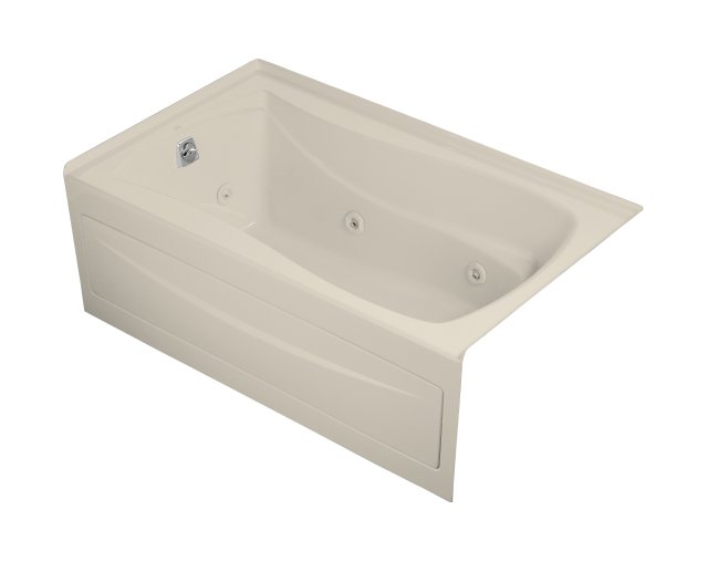 Kohler K-1239-LA-47; Mariposa (R) 5' whirlpool with integral apron flange and left-hand drain; in Almond; Discontinued Product