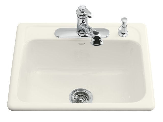 Kohler K-5964-4-96; Mayfield (TM) self-rimming kitchen sink with four-hole faucet drilling; in Biscuit