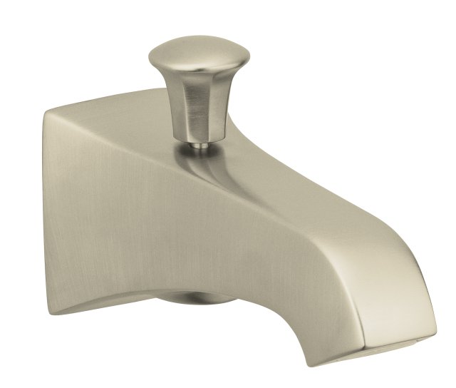 Kohler K-496-BN; Memoirs (R) wall-mount diverter bath spout with Stately design; in Vibrant Brushed Nickel