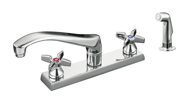Kohler K-7827-K Triton(R) kitchen sink faucet with escutcheon and sidespray requires handles