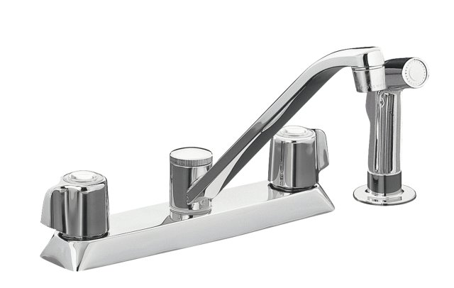Kohler K-15253-B Coralais(R) kitchen sink faucet with color-matched sidespray and blade handles