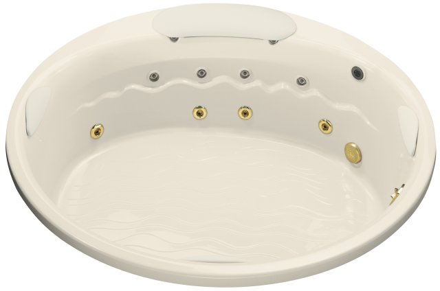 Kohler K-1397-H3 RiverBath(R) 75"" round whirlpool less chromatherapy