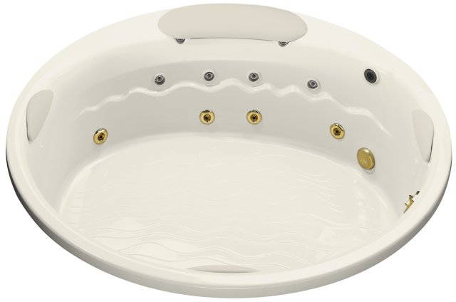 Kohler K-1397-H3-96; RiverBath (R) 75" round whirlpool less chromatherapy; in Biscuit