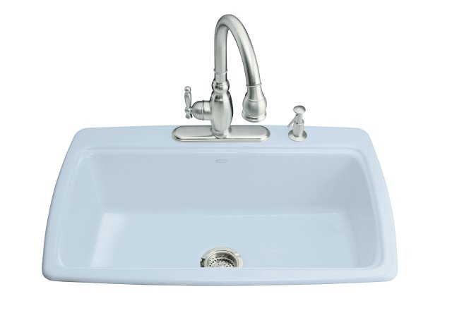 Kohler K-5863-3 Cape Dory(R) self-rimming kitchen sink with three-hole faucet drilling
