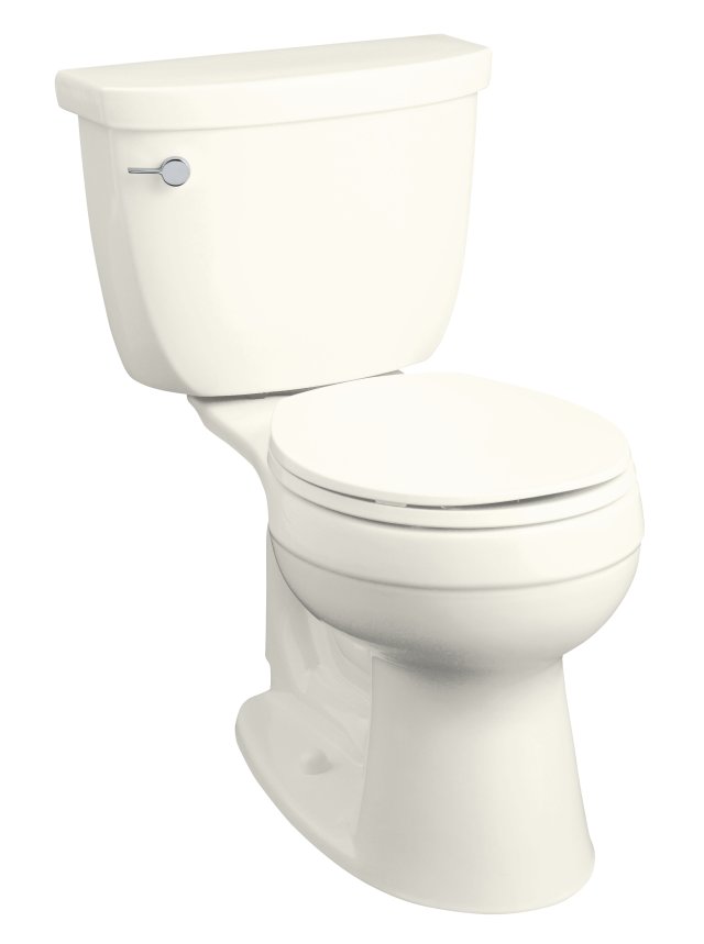 Kohler K-3497 Cimarron(TM) Comfort Height(TM) two-piece round-front toilet with left-hand trip lever less seat