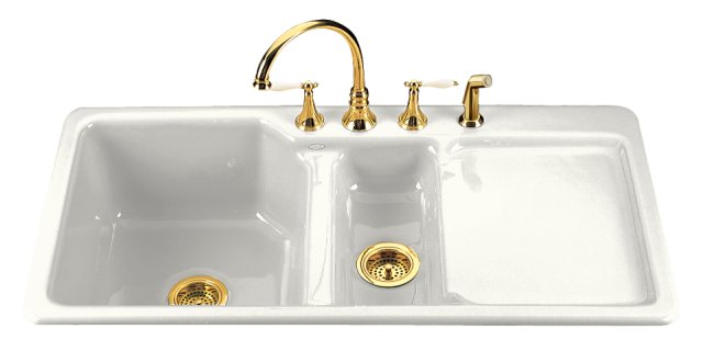 Kohler K-5904-5-0; Epicurean(TM); self-rimming kitchen sink with five-hole faucet drilling; in White; Discontinued Product