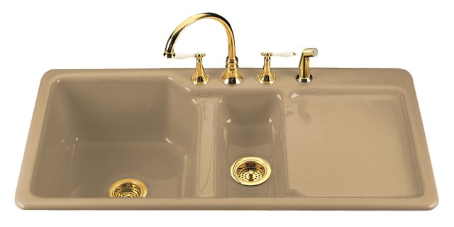 Kohler K-5904-5-33; Epicurean(TM); self-rimming kitchen sink with five-hole faucet drilling; in Mexican Sand; Discontinued Product