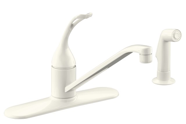 Kohler K-15172-FL Coralais(R) single-control kitchen sink faucet with 10"" spout color-matched sidespray and loop handle