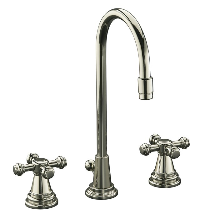 Kohler K-6813-3 IV Georges Brass(R) widespread lavatory faucet with High Country swing spout and cross handles