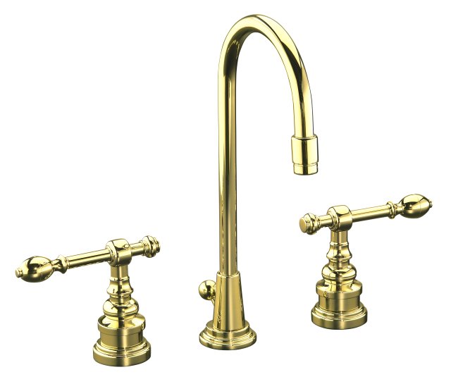 Kohler K-6813-4 IV Georges Brass(R) widespread lavatory faucet with High Country swing spout and lever handles