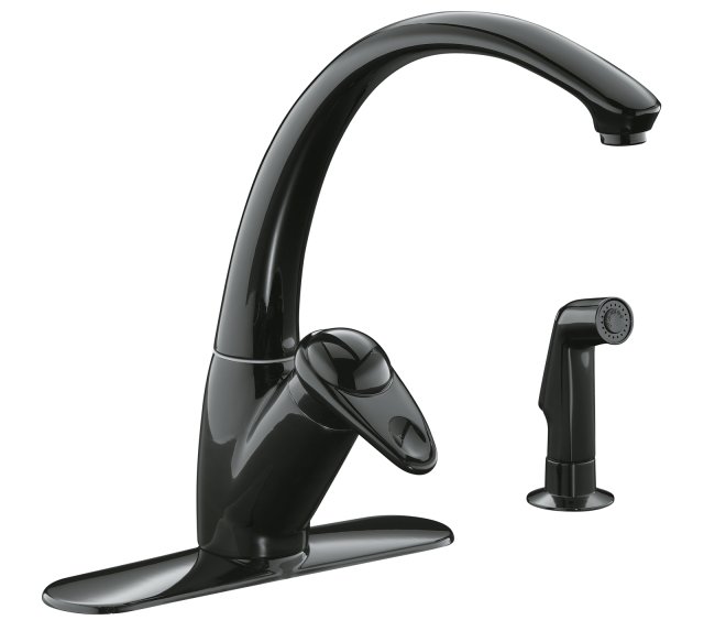 Kohler K-6356 Avatar(R) single-control kitchen sink faucet with center lever handle and sidespray