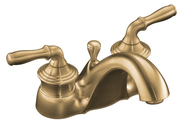 Kohler K-393-4 Devonshire(R) centerset lavatory faucet with lever handles and pop-up drain