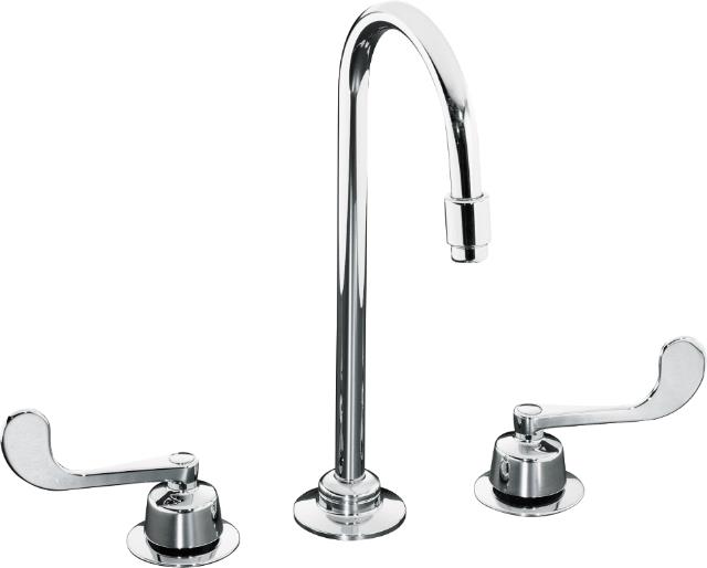 Kohler K-7304-5A Triton(R) widespread lavatory faucet with wristblade lever handles less drain and lift rod