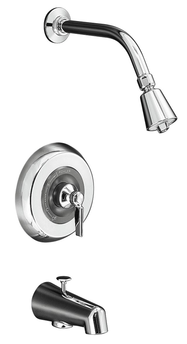 Kohler K-T6908-4A Triton(R) Rite-Temp(R) pressure-balancing bath and shower faucet trim with lever handle valve not included