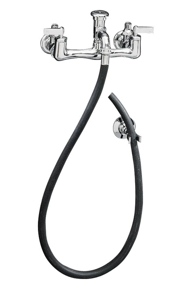 Kohler K-8928 Service sink faucet with loose-key stops rubber hose wall hook and lever handles