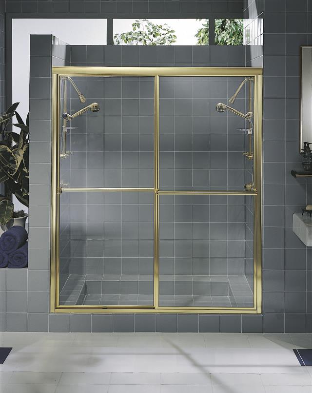 Kohler K-701120-B Focal bypass framed shower doors with Obscure glas