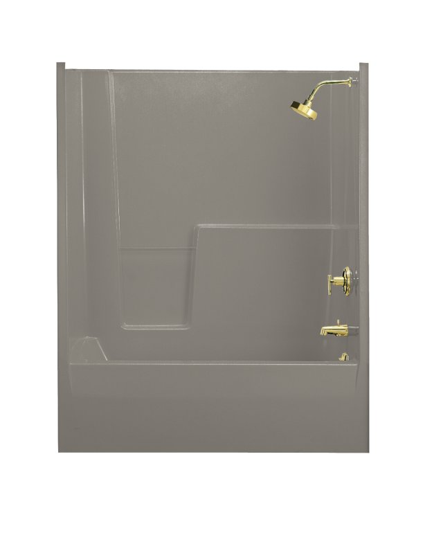 Kohler K-1586 Veracruz(TM) one-piece bath and shower module with integral ledges clear acrylic grab bar and right-hand drain