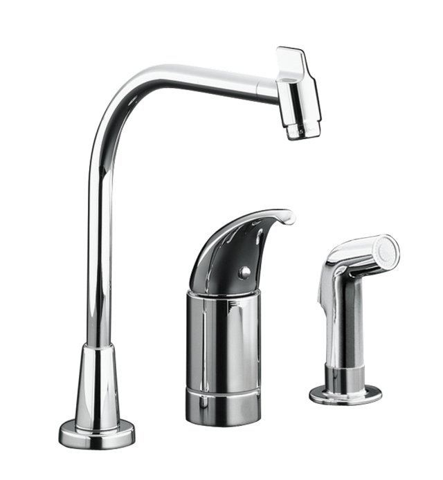 Kohler K-15178-P Coralais(R) single-control kitchen sink faucet with Multi-Swivel(TM) spout color-matched sprayhead and lever handle