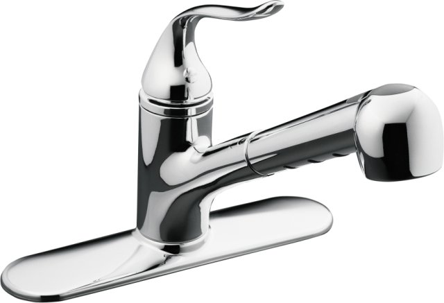 Kohler K-R15160 Coralais(R) single-control pullout spray kitchen sink faucet with color-matched sprayhead and lever handle